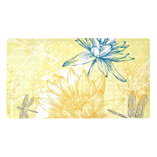 Tapis de douche antidérapant baignoire ventouses perforé nénuphar design