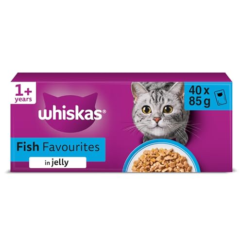 WHISKAS Adult Wet Cat Food in Jelly 40x85g Fish Favourites