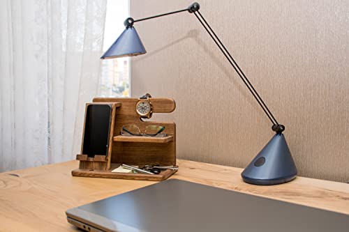 Pyproject Ash Wood Docking Station - Premium Nightstand Desk Organizer - Phone Charging Dock - Natural Wooden Stand Watch Key Holder Wallet - Men Gift For Gadgets #TOP3