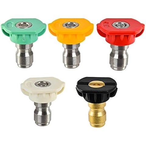 Pressure Washer Spray Nozzle Tips,1/4 Quick Connection Multiple Degrees High Pressure Washer Parts Rotation Angles Soap and Rinse Jet Stream Tips Kit(5-Pack) Cover