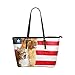 Produktbild Plsdx Hund Katze Tier Flagge Große Leder Tragbare Top Griff Hand Totes Taschen Kausalen Handtaschen Mit Reißverschluss Schulter Shopping Geldbörse Gepäck Organizer Für Dame Mädchen Frauen