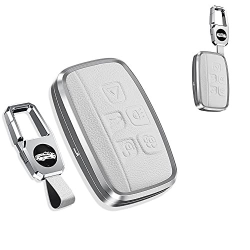 SANRILY Carcasa para llave de Land Rover 2017 2018, metal y piel, color blanco y opulento jardín