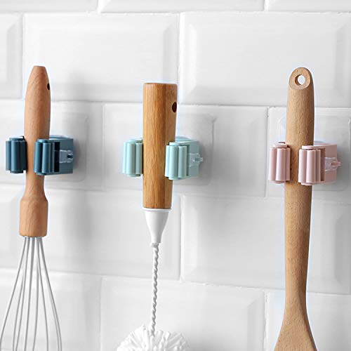 Anself Suporte de esfregão Suporte de vassoura Auto-adesivo Montado na parede Vassoura Organizador R