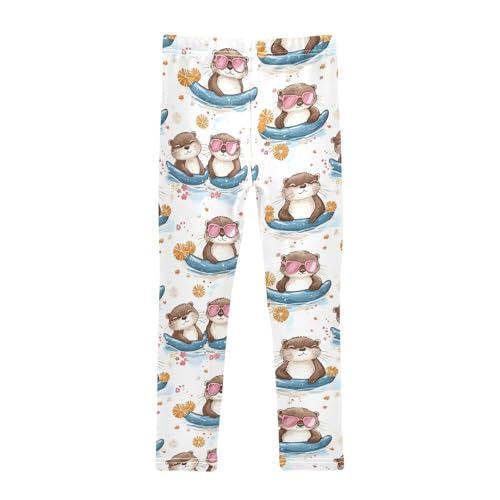 Pool Float Otter Pattern Girls Leggings Soft Stretch Workout Yoga Dance Pants for Kids Casual Tights2