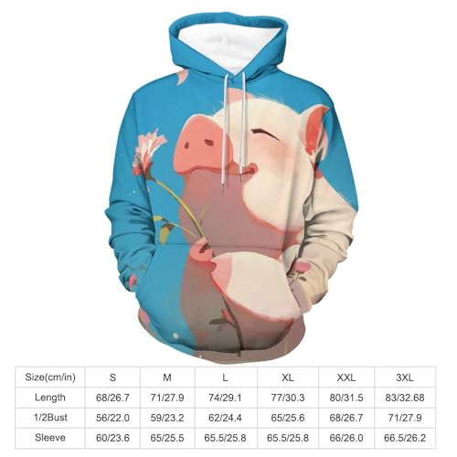 Sweatshirt Cochon Mignon Fleur pullover manches longues de taille S unisexe - 3