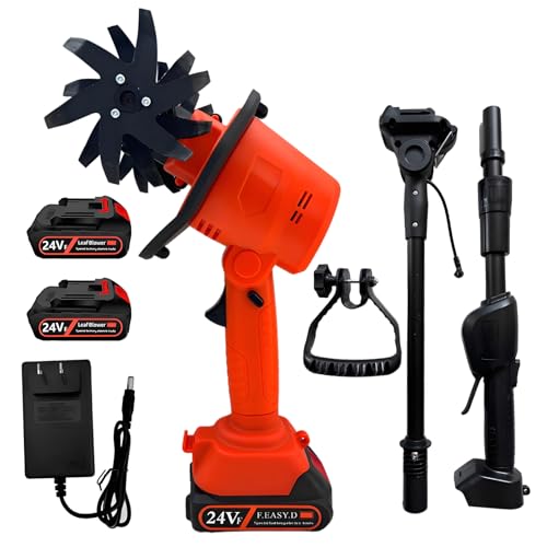 24V Cordless Electric Tiller for Gardening, Handheld Garden Tiller Cultivator 10cm Tilling Width 10cm Depth Garden Rototiller with Handheld Rod for Lawn Garden Vegetable Plots