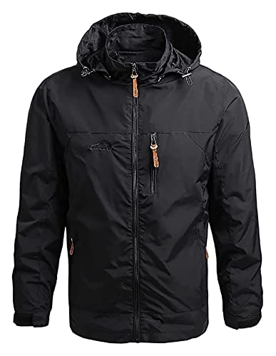 Chaqueta ligera impermeable para hombre talla 4XL negra