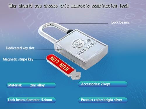 Magnetic Padlock, Magnet Lock Alloy Material, Non-Porous, Rainproof, Rust-Proof, Anti-Theft - Image 2