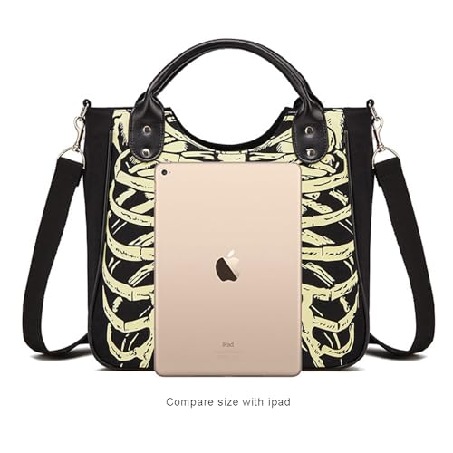 Women Fashion Rivet Handbag Purse Luminous Canvas Punk Tote with Shoulder Strap Crossbody Bag Large Capacity4