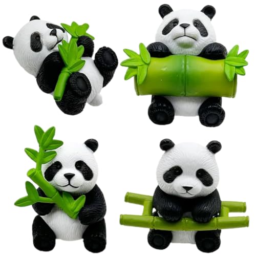 4 Pièces Paquets Pandas Mignons, Panda Figurine Décoration, Mini Animal Miniature Panda Décoration, Décorations de Gâteau Panda, pour la Maison, DIY Jardinage poupée (4 pandas (A))