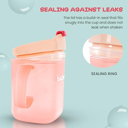 Image of BAYBEE Hazzy 2 in 1 280ml Baby Sipper Bottle for Kids, Drinking Training Anti Spill Sippy Cup with Silicone Straw, Spill Proof & Non-Slip Twin Handles | Spout Sipper Cup for Infants 6+ Months (Pink)