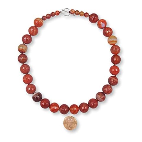 MGR MY GEMS ROCK! Womens Beaded Genuine Faceted Cut Carnelian Stone Collar Statement Necklace, 18.50"-19" Long Cover