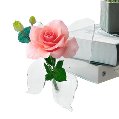 Jarrón acrílico transparente con forma de , jarrón decorativo acrílico transparente para el hogar, jarrón de una sola flor en forma de , para niños, adultos, , familia