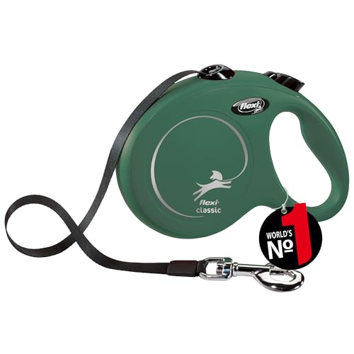 flexi Classic L - Cinghia da 5 m, colore: verde oliva, per cani fino a 50 kg