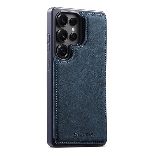 Image of Cubix Wallet Series Back Cover Case for Samsung Galaxy S25 Ultra | PU Leather Card Holder Flip Cover | 2 Card Slots | Slim TPU Shockproof Design | Camera Protection (Blue)