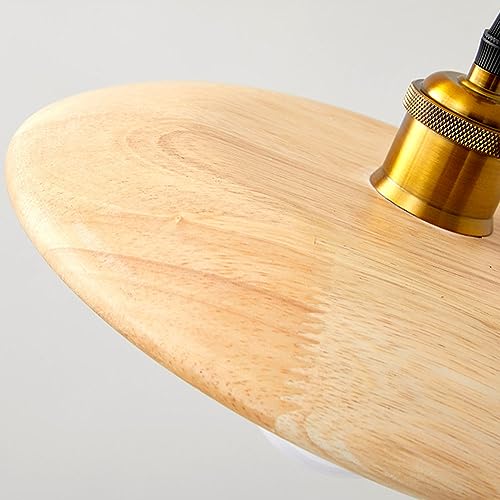 Lámpara de techo con rosca E27 colgante y pantalla de madera minimalista 6