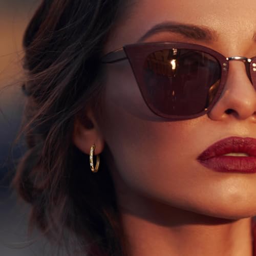 14K Gold Hoop Earrings for Womens Hoops Earrings Small Gold Hoop Earring with Cubic Zirconia Stones 14K Hoops Earring 20/25mm4