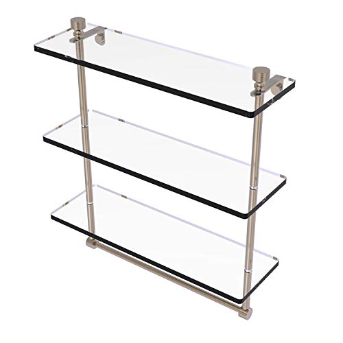 🔥 Hot Deals Allied Brass FT-5/16TB Foxtrot Collection 16 Inch Triple Tiered Integrated Towel Bar Glass Shelf, Antique Pewter