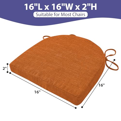 Image of IPYNBAP Chair Cushions for Dining Chairs, Kitchen Chair Cushions, 16'' x 16'' x 2'', Non Slip Indoor Seat Cushions, Chair Pads for Dining Chairs with Ties & Removable Cover, Set of 4, Rust