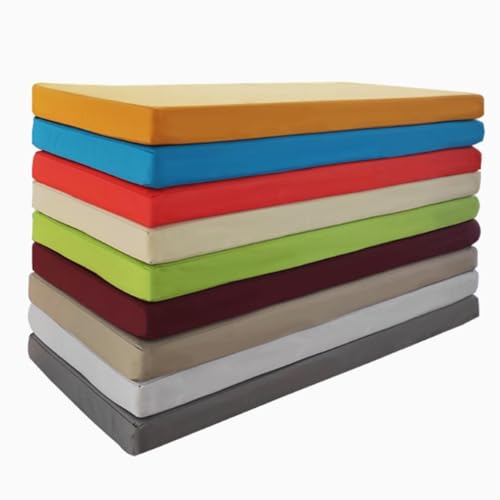 Comfortable Outdoor Bench Cushion Waterproof PU Leather Swing Cushion with Zipper 8cm Thick Padding for Hollywood Swing (Blue 18x42)