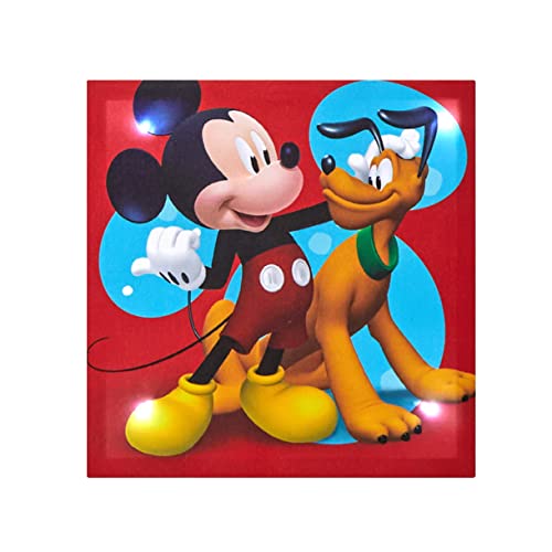 Idea Nuova Disney Mickey Mouse 4 Pack Canvas Led Wall Art Set,Childrens Wall Hanging Décor,Each Piece 11"X11" #TOP6