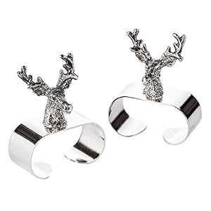 EDZARD set van 2 servetringen hert, verzilverd, lengte 5 cm