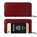 Women RFID Blocking Wallet Leather Zip Around Clutch Large Ladies Purse Wristlet (Wine Red)