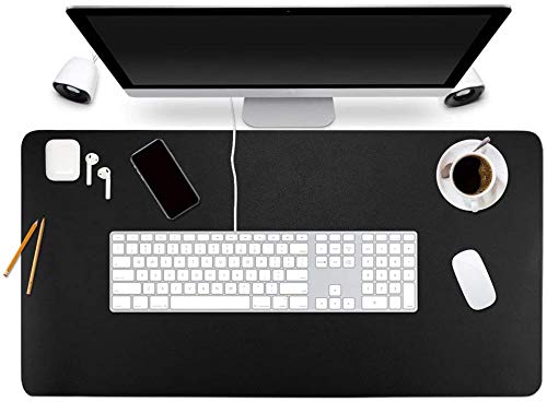 BUBM Desk Mat, PU Leather, 31.4”X15.7” Mouse Pad, Comfortable Writing Surface, Dual-Sided Desk Pad. (Pure Black)