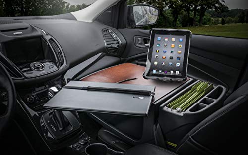 Image of AutoExec AE-RMCD-PI-TAB-21M Roadmaster Car Desk for Your Vehicle Workstation and Mobile Office, Mahogany with 400 watt Power Inverter and Tablet Mount | Vehicle Workstation, Mobile Office, 400 Watt Power Inverter, Tablet Mount