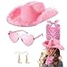 Pink Cowboy Hat Costume, Plush Cowgirl Role Play Set, 4X Fashion Western Hat with Bandana, Soft Photography Party Accessory, Cute Masquerade Outfit Piece, For Women Festivals Photos Events