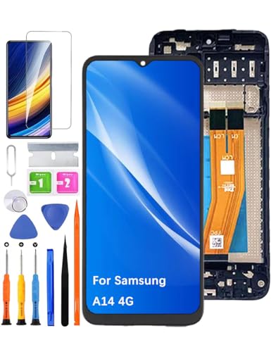 HLYGZX Pantalla de repuesto para Samsung Galaxy A14 4G LCD, pantalla A145P A145R pantalla táctil digitalizador ensamblaje kit de piezas de reparación (negro con marco)