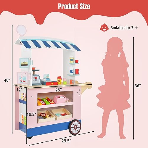 Costzon 04469 Wooden Grocery Store Playset, Kids Pretend Role Play Market Stand thumb #6