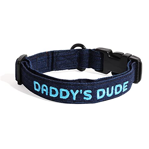 Lana Paws Daddys Dude Adjustable Embroidered Denim Fabric Dog Collar Belt (S) (B09CMNNHZ4) Amazon Price History, Amazon Price Tracker