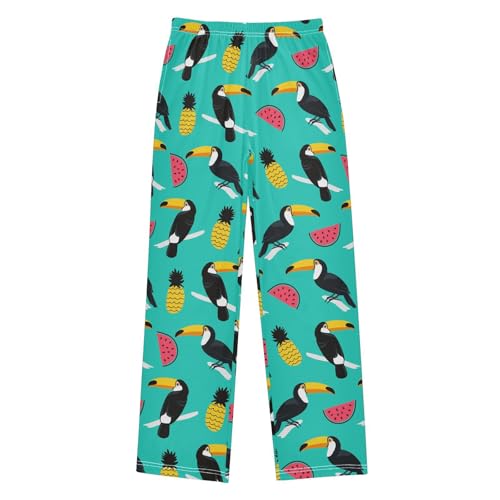 Parrot Watermelon Boys Long Pants Soft Trousers Elastic Waist Kids Lounge Bottoms with Pockets S-XL