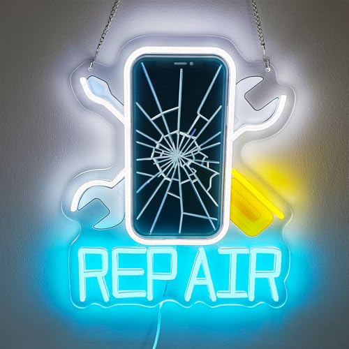 LED Neon Cell Phone Repair Signs Light Up Cellphone Repair Lights Sign Signage for Mobile Phone Tablet Notebook Repair Shop Store Studio Business Wall Art Decor
