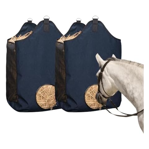 ZELARMAN 2 Pcs Hay Bags for Horse, Large Capacity Feeding Bag, Goat Hay Feeder, Hay Nets for Sheep, Open Feed Hole Hay Feeder for Slow Feeding Cover