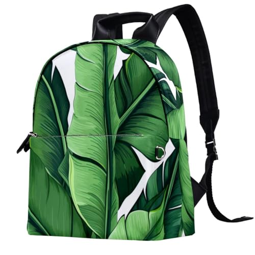 Sac à dos pour femmes et hommes grand format motif feuilles de bananier