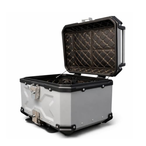Image of CORE 45L Aluminium Motorcycle Travel Combo | X-Type Touring Storage Case with Universal Mount Plate | Lockable Rear Luggage Carrier for Travel Essentials | Water-Resistant Top Case - Aero Silver