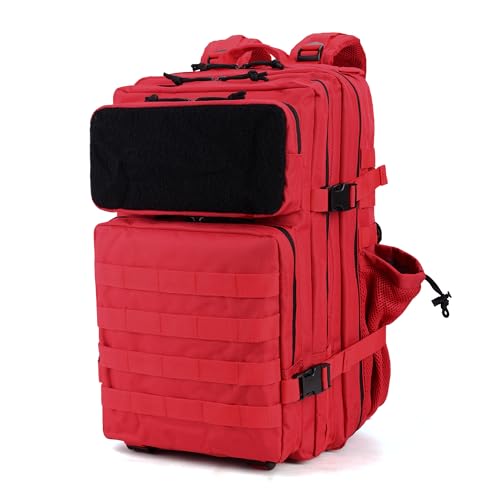 Image of gracedon Tactical Backpack for Men 3 Day Rucksacks for Trekking Camping (red)