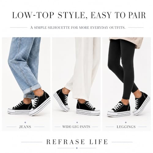Image of REFRASE LIFE Womens Platform Sneakers with Wedge 3 Inches Height Boost Hidden Heel Shoes, Casual Height Increase Walking Fashion Shoes for Women and Girls