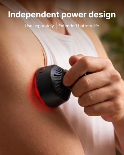 Image of RENPHO Active 2 Red Massage Gun with 850nm Infrared Heating & 3 Light Modes | Deep Tissue Percussion Massager with 5 Speeds and Travel Case for Athletes to Soothe Tight Backs and Shoulders Anywhere