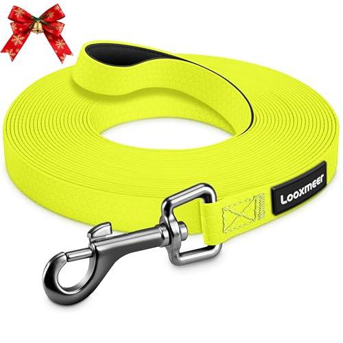 Looxmeer Schleppleine für Hunde, 3m /5m /10m /15m Hundeleine mit Handschlaufe und Netztasche, Wasserdicht Trainingsleine für Große Mittlere Kleine Hunde, Robuste Leine