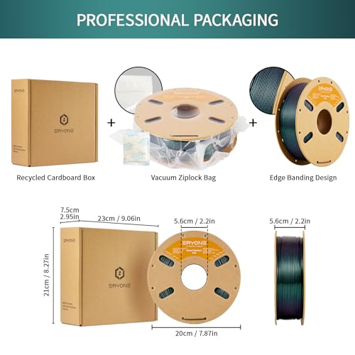 Image of ERYONE Burnt Titanium PLA Filament 3D Printer PLA Filament 1.75mm + /- 0.03mm, Glitter PLA Filament 1KG Cardboard Spool(2.2LBS), Green