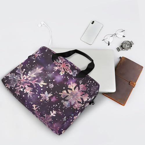 Maletín para portátil rosa con estampado de copos de nieve, 13-15.6 pulg miniatura 7