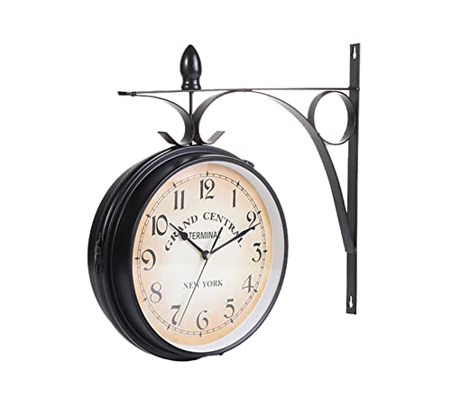 Horloge double face en fer forgé au style européen traditionnel