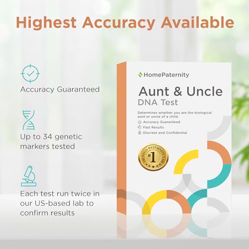 Image of HomePaternity Aunt /Uncle DNA Test, Fast Results, Highest Accuracy Available with Up to 34 Genetic Markers Tested, All Lab Fees & Shipping Included, Test Niece or Nephew, Test Paternity Without Father