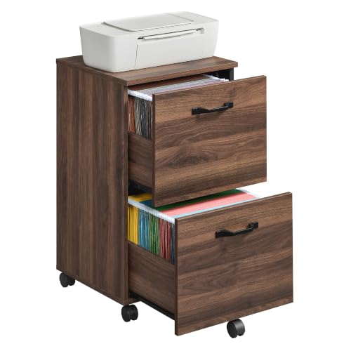 Image of VASAGLE Custos Collection - 2-Drawer File Cabinet for Home Office, Small Rolling File Cabinet, Printer Stand, for A4, Letter-Size Files, Hanging File Folders, Natural Walnut UOFC040K101S