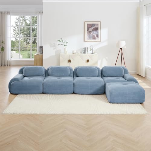 Image of Corduroy Modular Sectional Sofa, Oversized Cloud Couches for Living Room