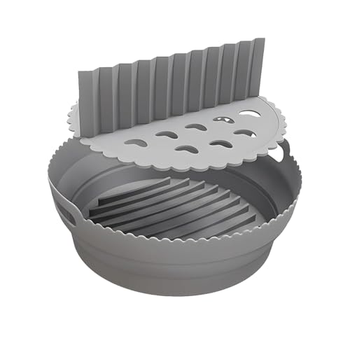 Wintem Faltbare Silikonkörbe Ø22 cm für Luftfritteuse, antihaftbeschichtet und platzsparend, ideal für gleichmäßiges Kochen, ergonomische Griffe und multifunktionale Verwendung in der Küche