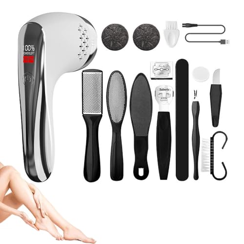 BSLVWG Lima eléctrica para pies, kit de pedicura, removedor de callos, recargable, resistente al agua, accesorios para piel seca y muerta, removedor de callos (blanco)